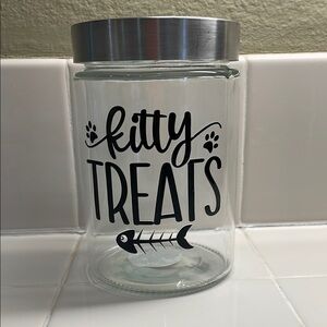 Kitty‎ Treats Glass Jar with Silver Lid